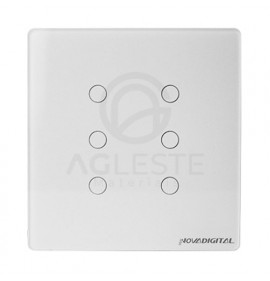 Cj 6 Interruptores Touch Automação Branco 4x4 - Nova Digital